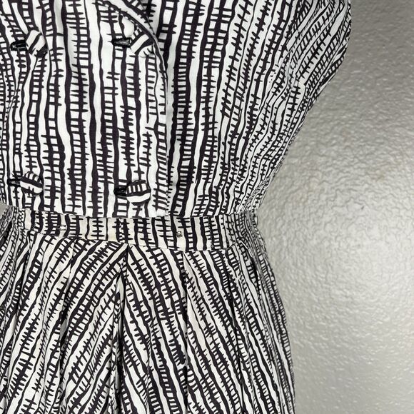 Vintage 1950s Sz 2P Black & White Full Skirt Halter Party Dress Rockabilly+Vest - Picture 10 of 12